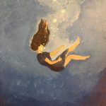 Oil painting of a girl drowning with no sign of struggle, acceptance of the end with nothing to hold on to.