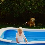 A photo of a girl and her dog.