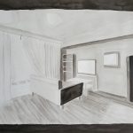 My small apartment living room, with only the main furniture painted.