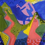 Imitation painting of David Hockney's painting of a road in Santa Monica.