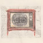 A print depicting an old fashioned television. The screen reads, "See how we live".