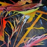 Colorful leaves and shapes.