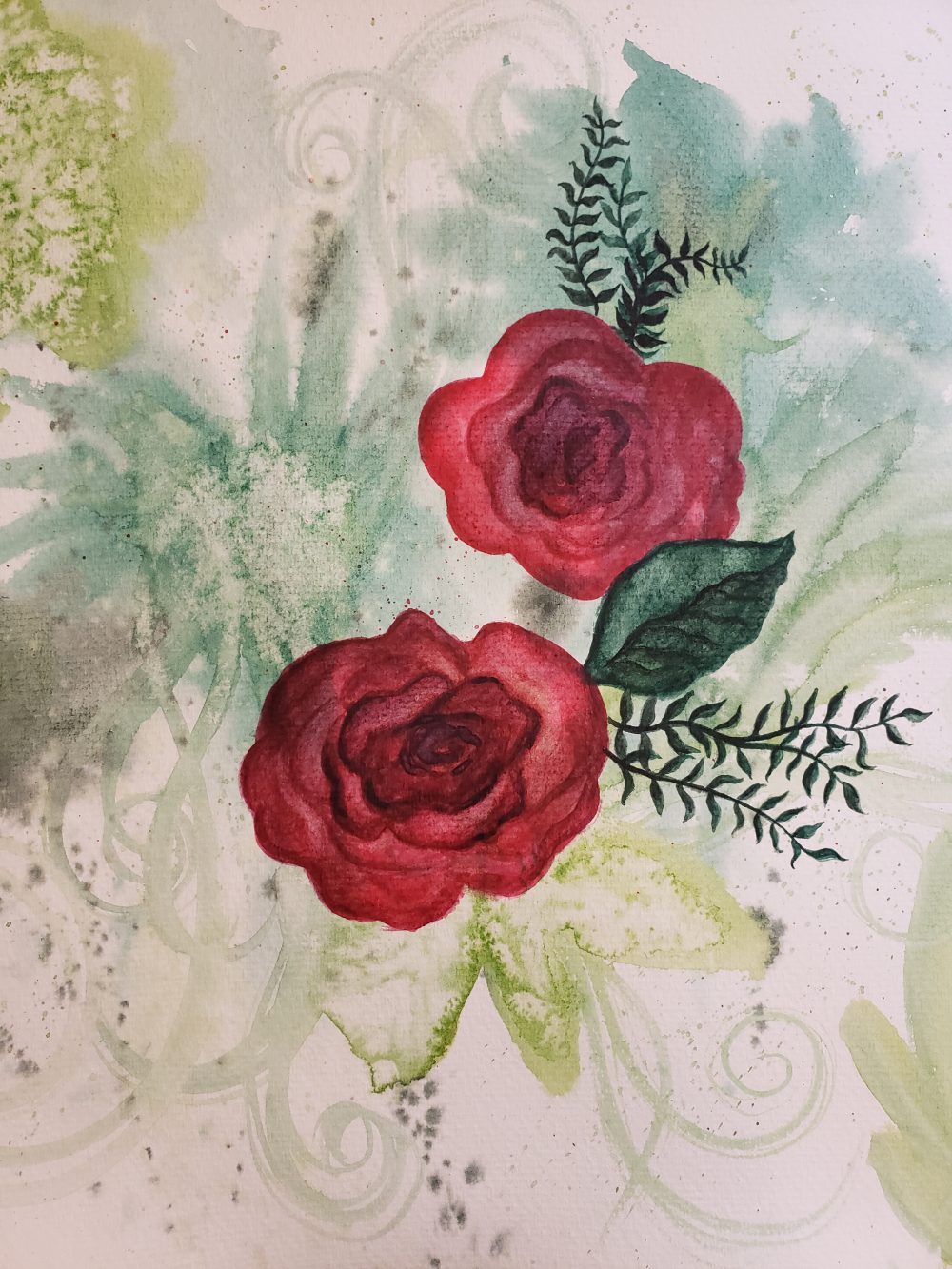 A drawing of red roses.