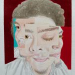 Portrait montage consisting of multiple images grouped/layered together to render the individual's face and likeness.