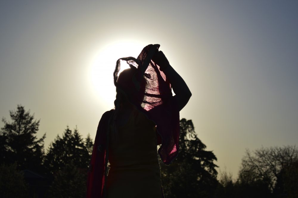 Silhouette of human at dusk.