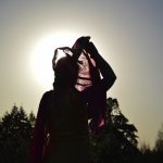 Silhouette of human at dusk.