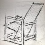 A chair drawn with straight lines.