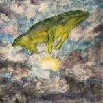 A whale swimming through the sky.