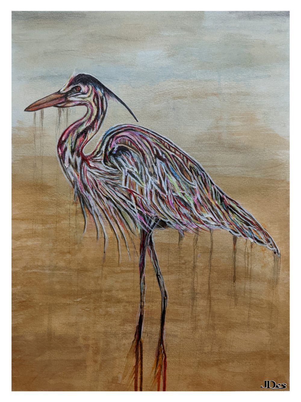 A stoic and graceful heron wading through the year 2020.