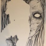 A silhouette with a woman filling the background.