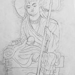 A drawing of one of the Buddhas.