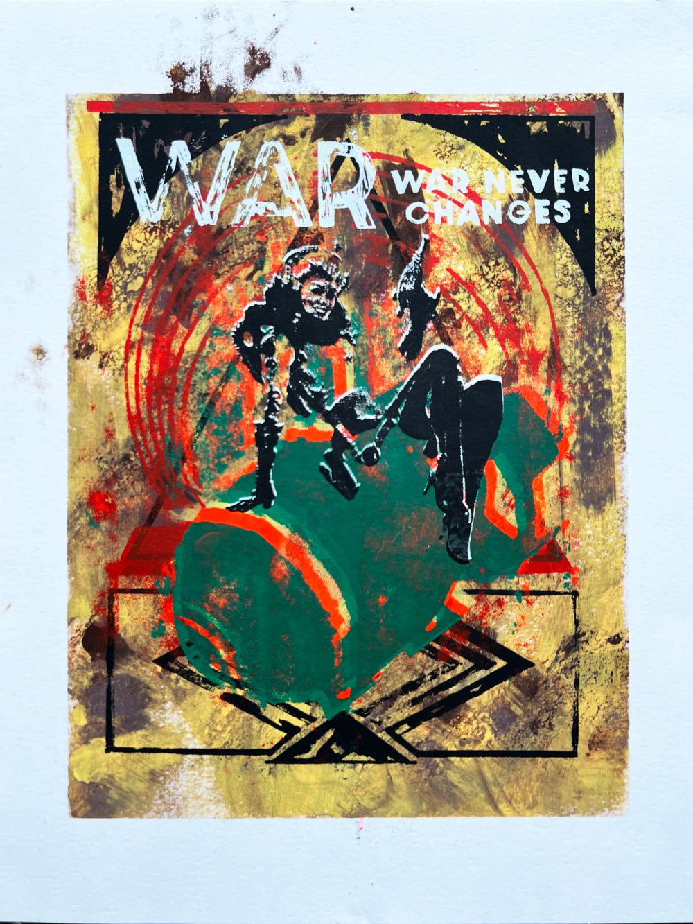 A gritty take on a post apocalyptic war through a 1950's style propaganda poster.