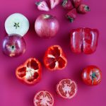 Photograph of fruits, red.