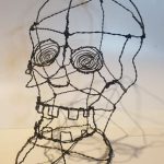 A skull made out of wire.