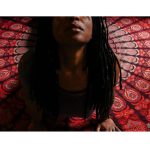 A Self-portrait triptych symbolizing deep surrender to the creative process of unfoldment; being, becoming and unbecoming through fixed space.