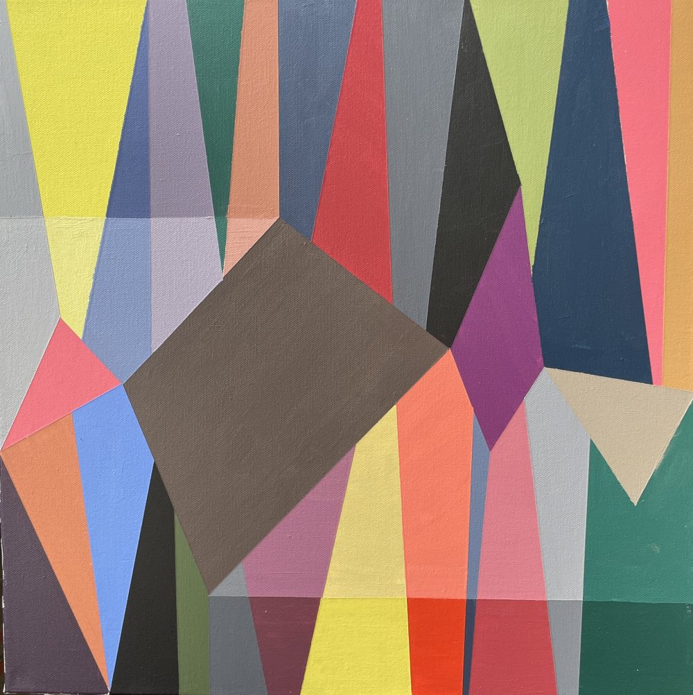 Hard Edge Abstraction featuring desaturated colors and transparency.