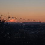 Looking northeast over Downtown Portland at Mt. Adams in Washington.