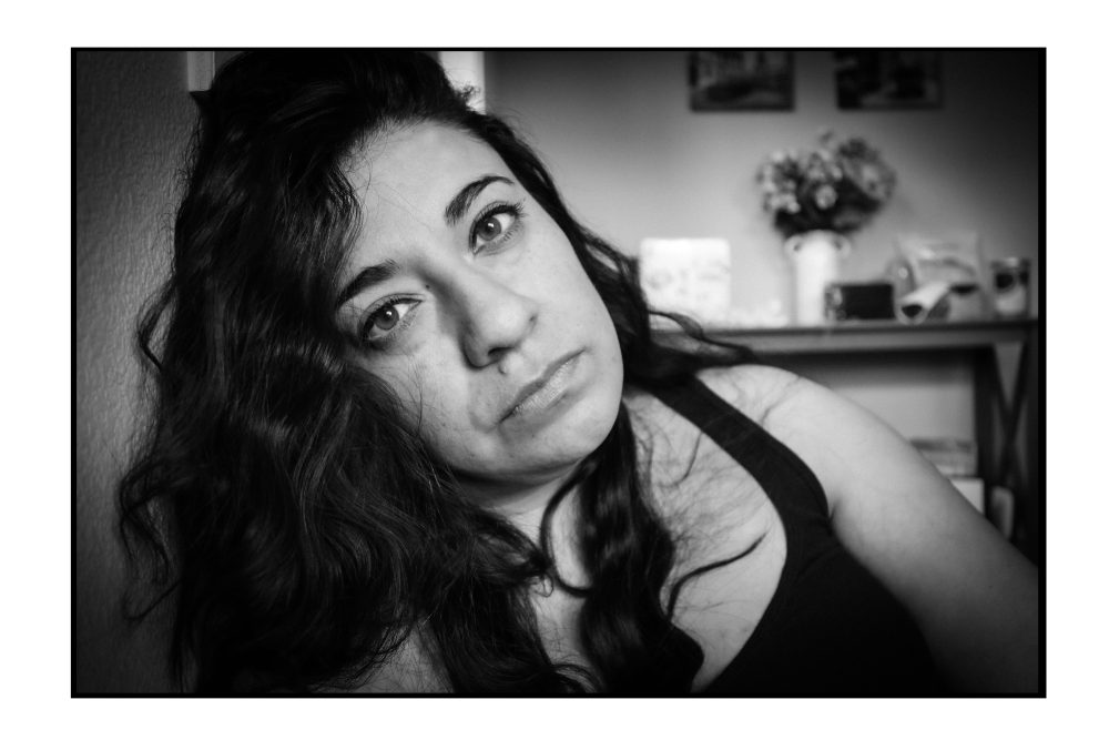 Black and white self-portrait, a reflection of myself.