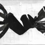 A figure that is loopy on the right side, has a twist shape in the middle, and looks ripped up on the left side.