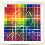 A color chart with 13 rows and 13 columns and a simple design of a crescent moon and mountain range.