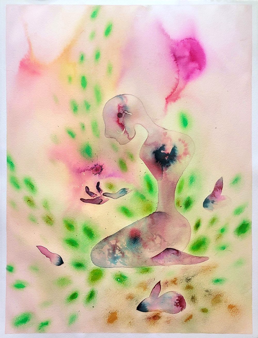 A water media image composed of abstracted orgainc forms.