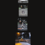 Four digital photos of a person (Budha), a wooden hand in a (made-up) Mudra, an artist form wooden in the pose of warrior, a wooden carved hand outstretched and turned palm side up.