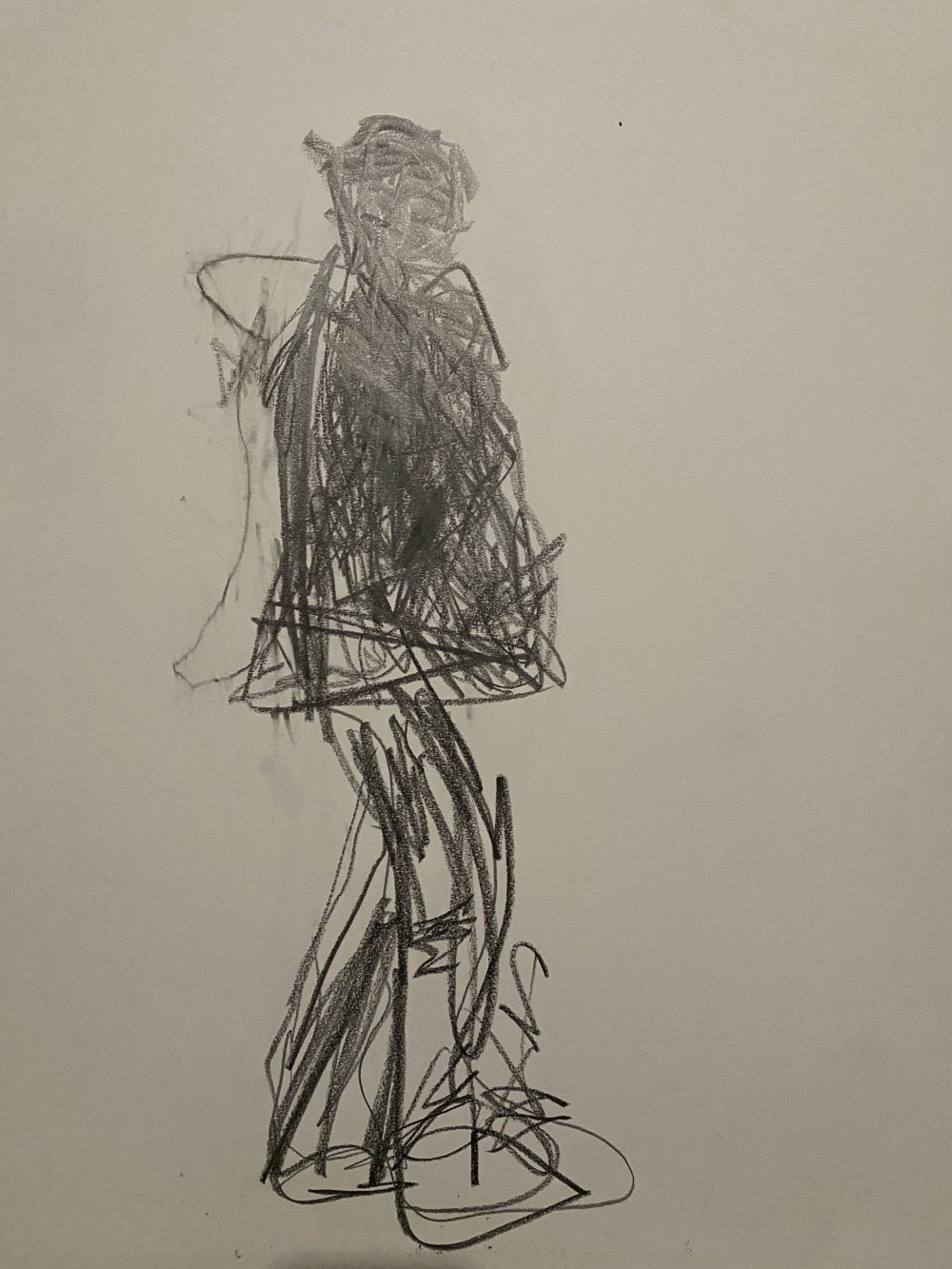 A drawing of a man standing.