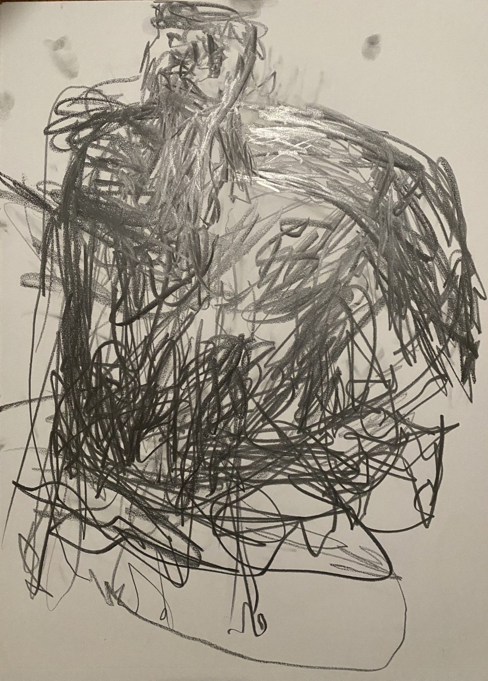 Abstract drawing of a person sitting.