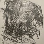 Abstract drawing of a person sitting.
