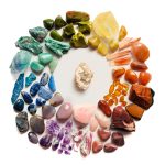 Photograph of the color wheel created from stones and crystals.