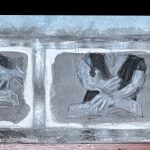 A long row of seven monochromatic panels, with textured frames of graphite and ink wash, showing the same hands in many different gestures, all positioned above an open book..