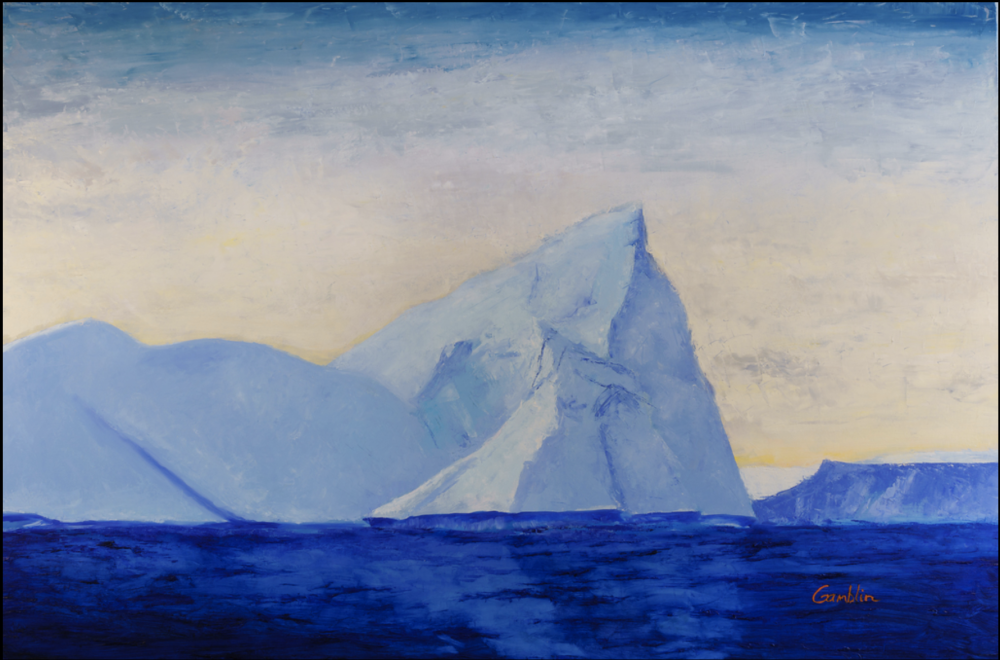 Painting of a glacier in Greenland by Robert Gamblin