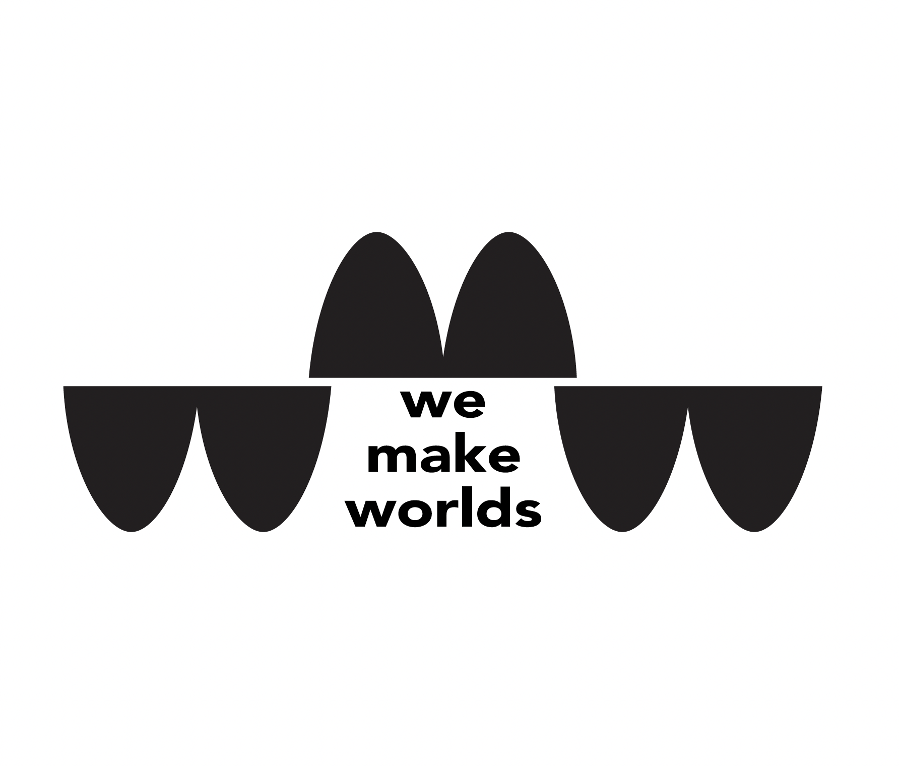 Arched shapes and the words "We Make Worlds"