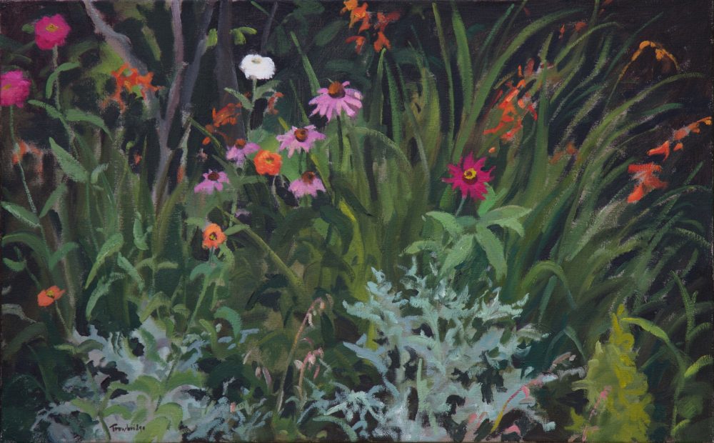 Painting of flowers in a garden