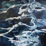 Abstract blue and white painting