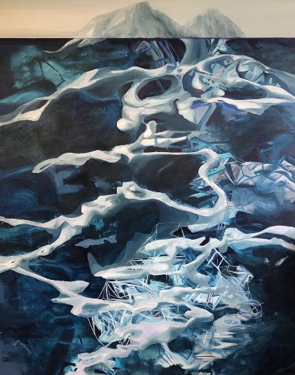 Abstract blue and white painting