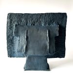 Blue square ceramic sculpture
