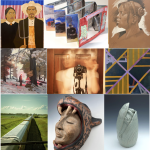 Collage of student art show images