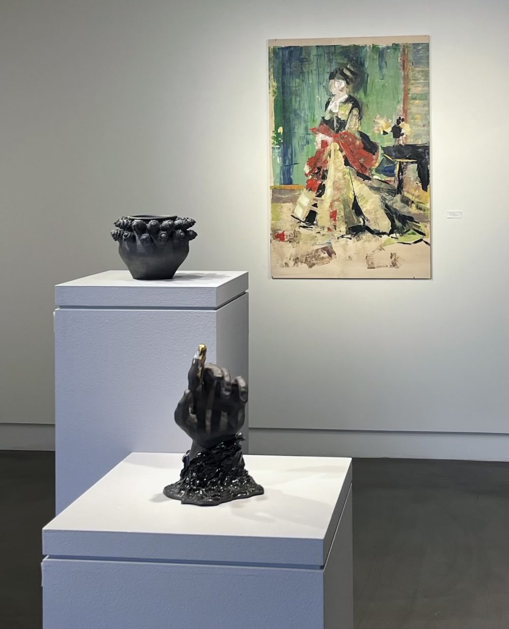 Painting and two ceramic pieces