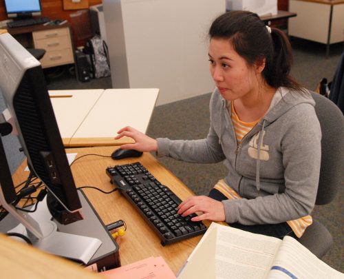 Student working at a computer