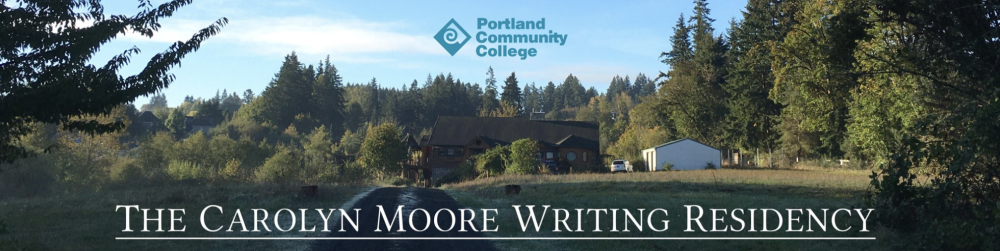 WriBanner depicting the Writers House on a summer day that says Portland Community College Carolyn Moore Writers House