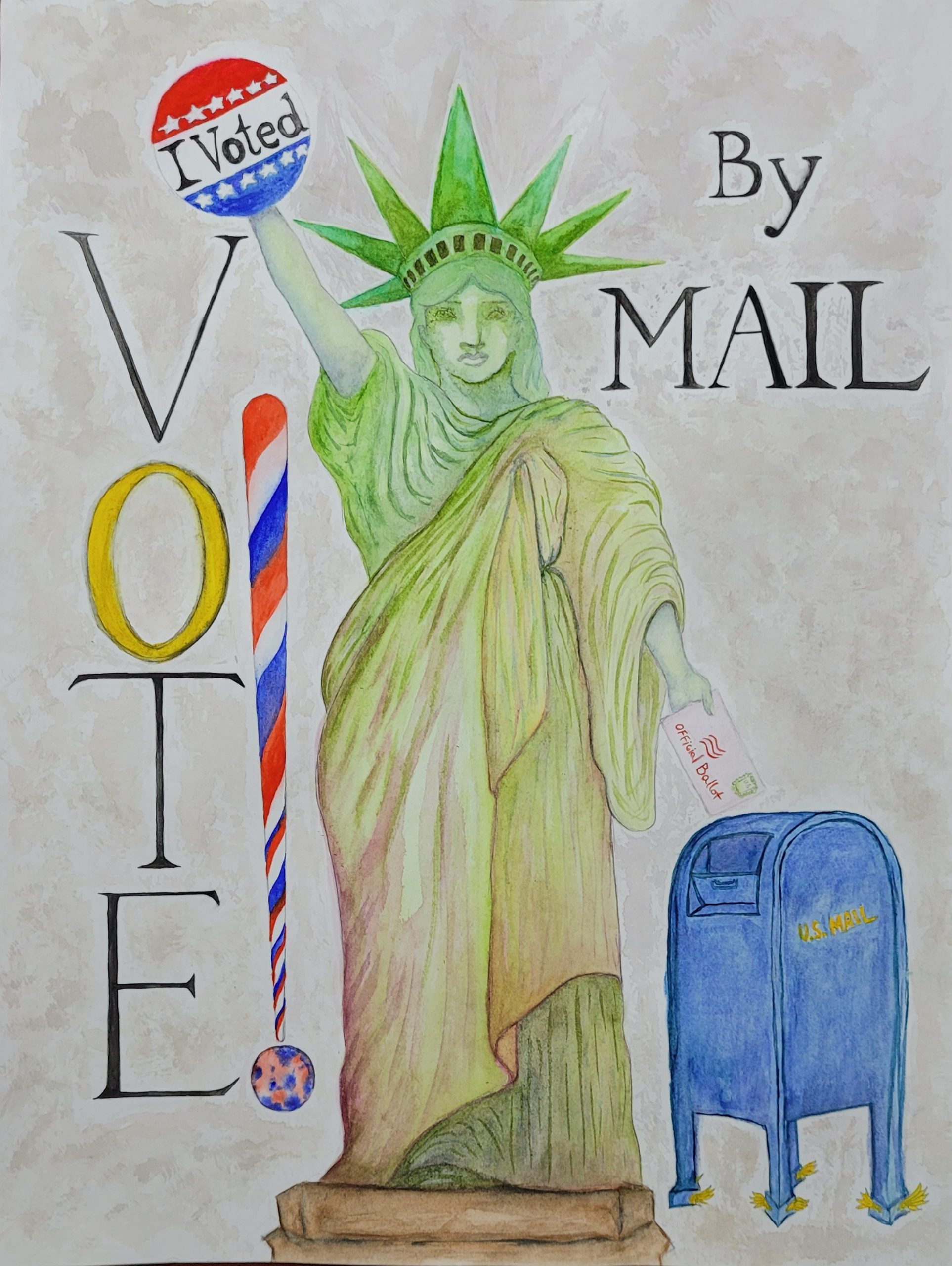 Tracy Nguyen Lady Liberty Voted by Mail Drawing and watercolor