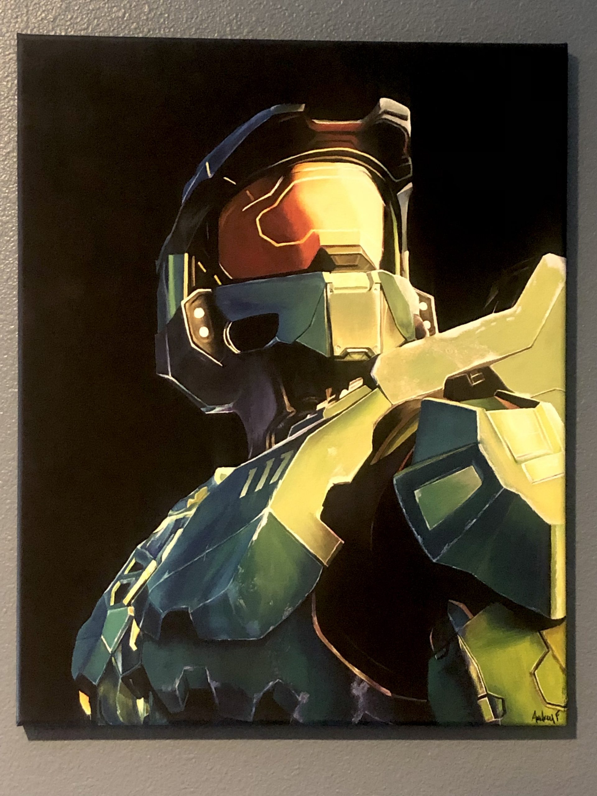 Audrey Fasching Halo Infinite Master Chief Portrait by Audrey Fasching Acrylic Painting