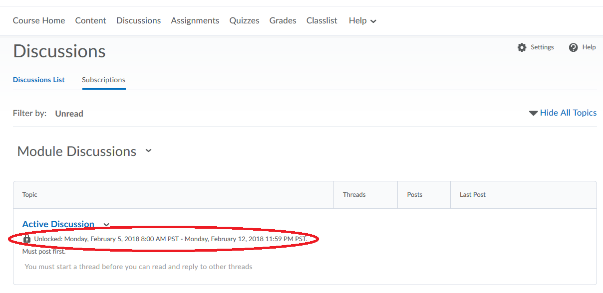 image showing a date range including a start and end date listed below the title of a topic