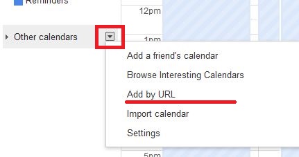 In Google Calendar you will add the calendar via, Add by URL option, then past the D2L Calendar URL in the box that is given, then save.