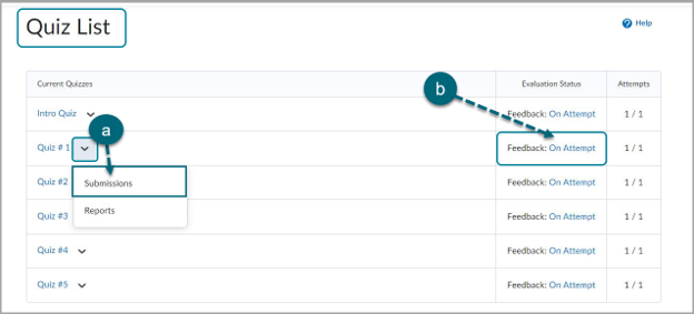 Viewing Quiz Attempts & Feedback - Quiz Attempts