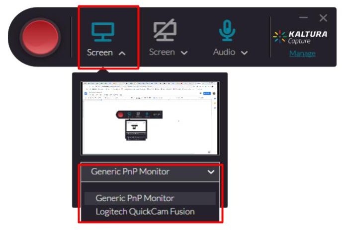 One screen recording option
