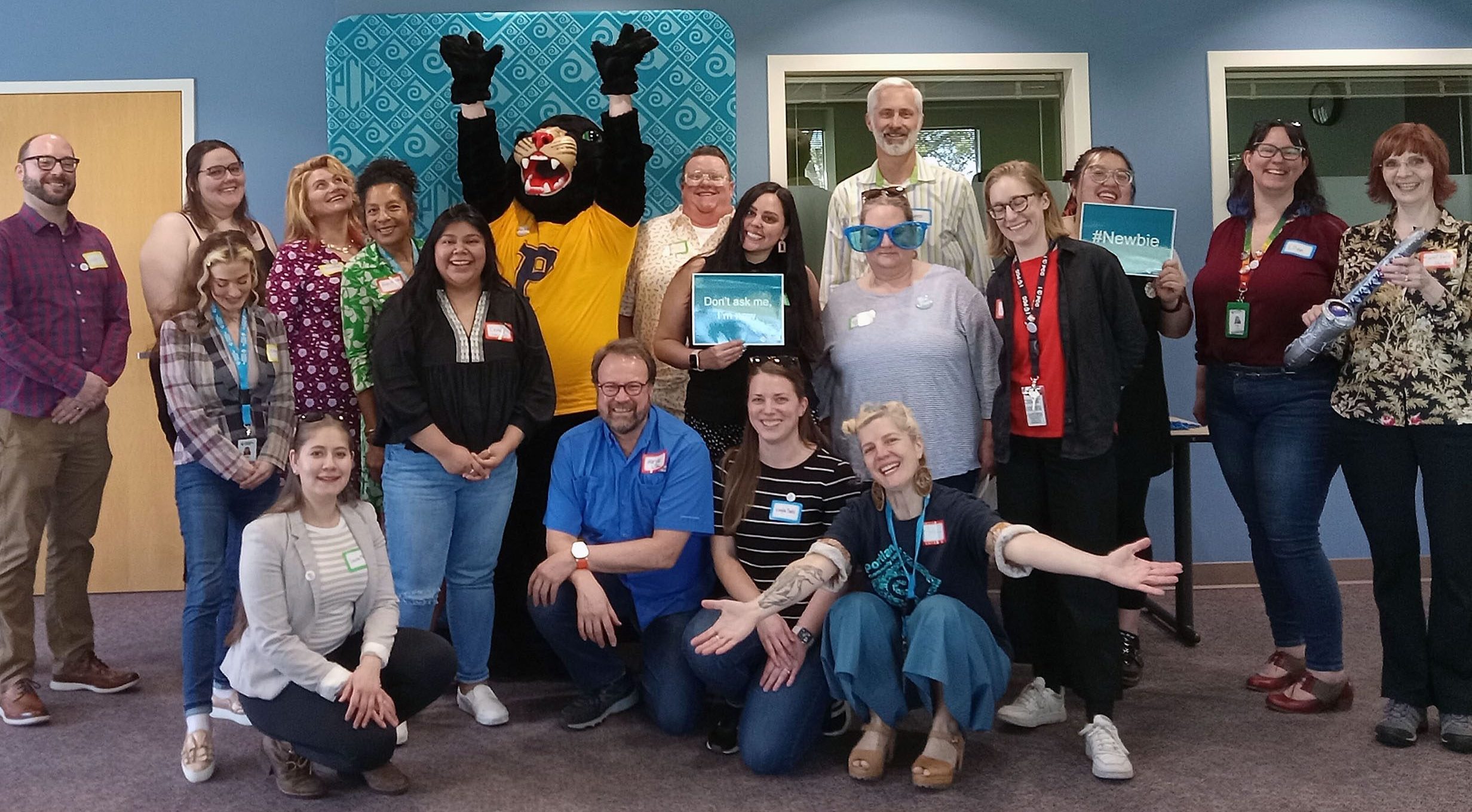 Poppie the Panther and friends at the New Employee Mixer
