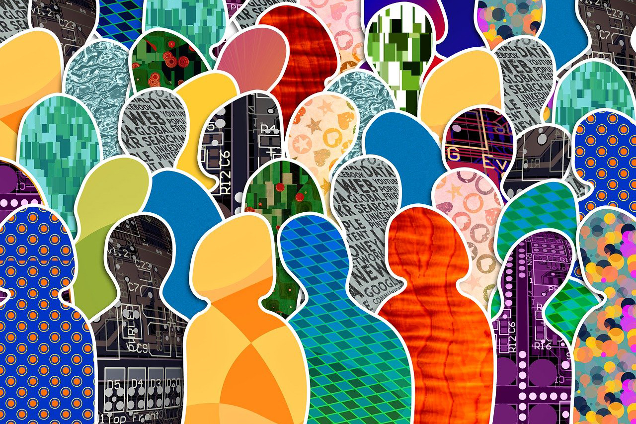 Decorative image of people and textures