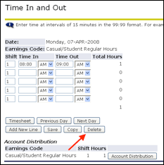 Time In and Out screen